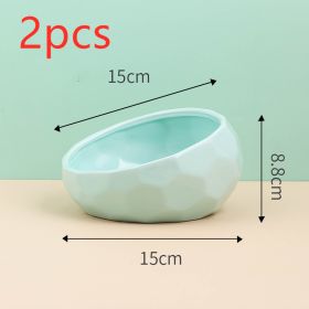 Pet Supplies Bowl Ceramic Cat Bowl Dog Bowl Oblique Mouth (Option: light green2pcs)