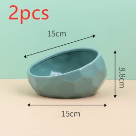 Pet Supplies Bowl Ceramic Cat Bowl Dog Bowl Oblique Mouth (Option: Blue2pcs)