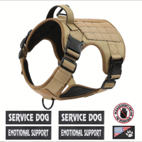 Hiphoppet US Local Tactical Service Dog Harness Vest Adjustable Reflective No Pulling Large Dog Harness With Metal Buckle (Option: Tan-M)