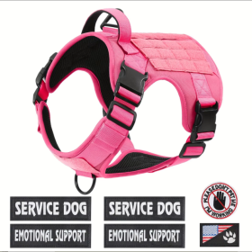 Hiphoppet US Local Tactical Service Dog Harness Vest Adjustable Reflective No Pulling Large Dog Harness With Metal Buckle (Option: Pink-M)