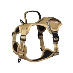 PETMARVEL High-Perfomance Tactical Dog Harness With Poop Bag Holder, No Pull Front Clip & Metal Buckles, Brown S (Option: Brown-Large)
